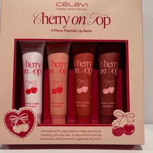 Celavi Cherry On Top (4) Piece Peptide Lip Balms.